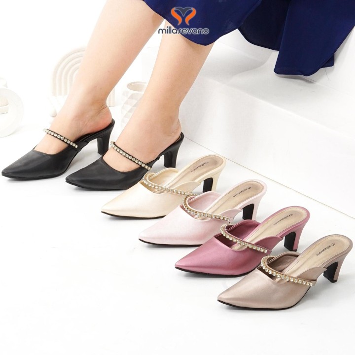 Millasevano Rosalind Sandal Mules Wanita Heels Hak 5 Cm. Estimasi Harga Rp. 168.000,- s/d Rp. 171.000,-