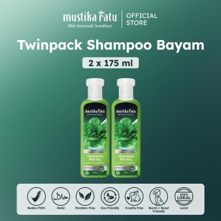 TWINPACK LEBIH MURAH Mustika Ratu Shampoo Bayam 175ml perawatan untuk rambut rontok. Estimasi Harga Rp. 55.000,- s/d 57.000,-