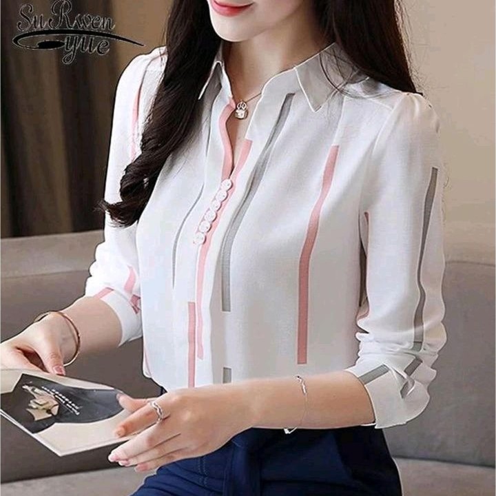 Blouse/Baju/Atasan Wanita Terbaru Kancing Tangan Panjang. Estimasi Harga Rp. 58.000,- s/d Rp. 61.000,-