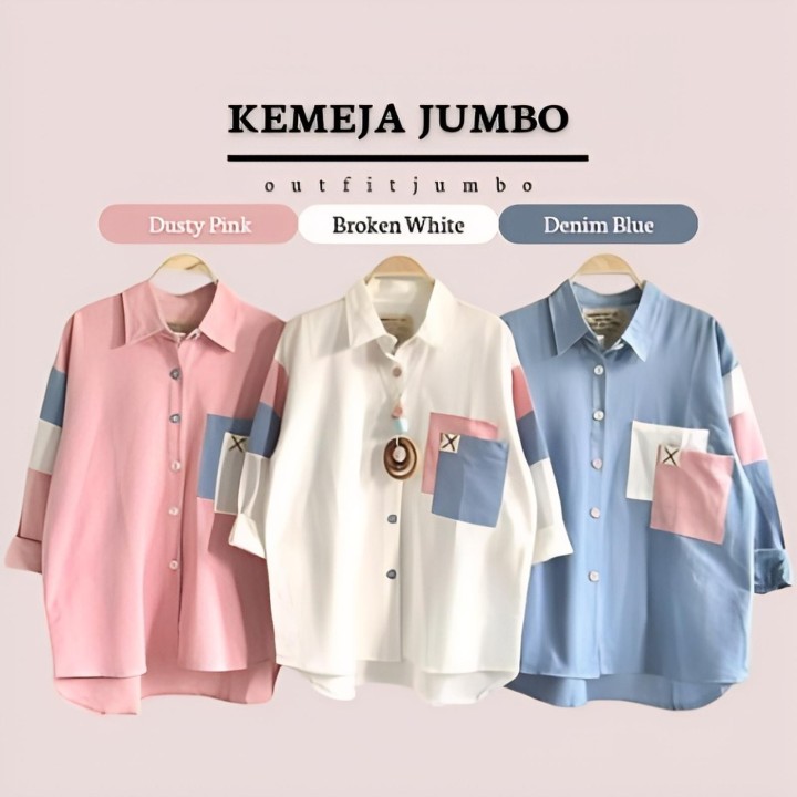 Irama Kemeja Wanita  - Kemeja Jumbo - Matt Crinkle Lengan Panjang - Denim Blue. Estimasi Harga Rp. 72.000 s/d Rp. Rp. 74.000,-