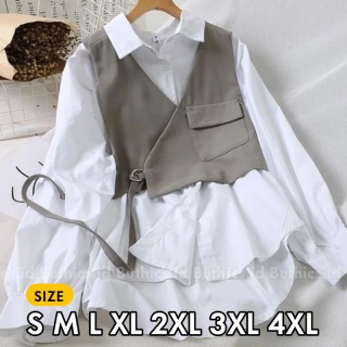 Luna Kemeja Rompi Blouse Vest Big Size Ukuran Size S M L. Estimasi Harga Rp. 82.000 s/d Rp. 99.000,-