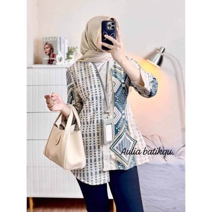 Tey-Batik Wanita ASJ SA HRB026 Kenongo Kemeja Tosca Pendek. Estimasi Harga Rp. 63.000 s/d Rp. 72.000,-